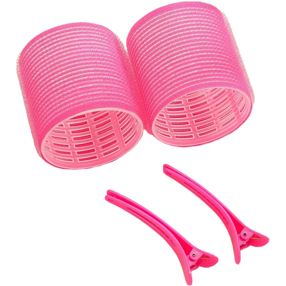 Nobrand - Kit Bobes de Cabelo com Velcro e Grampo Rosa (2 Peças)