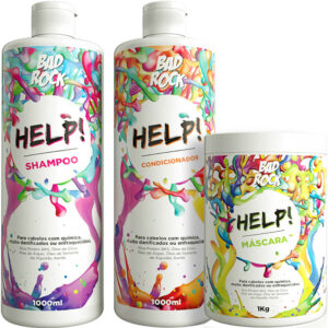 Bad Rock Help - Kit Cabelos com Química Salão Trio (3 Produtos)