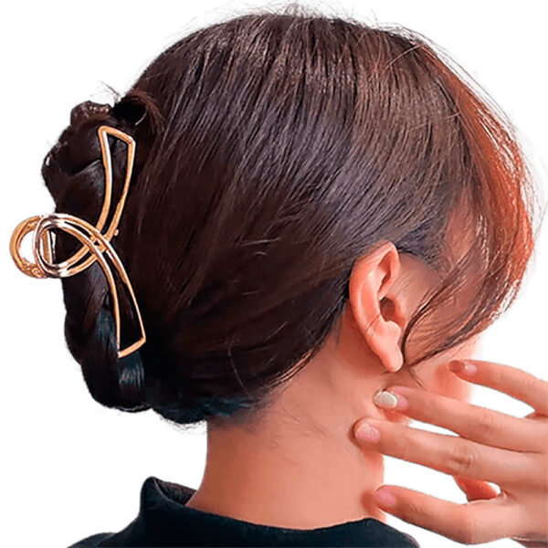 Nobrand - Presilha Piranha de Cabelo Metal Laço Simples Dourada