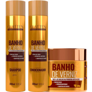 Glatten Banho de Verniz - Kit de Brilho Trio (3 Produtos)