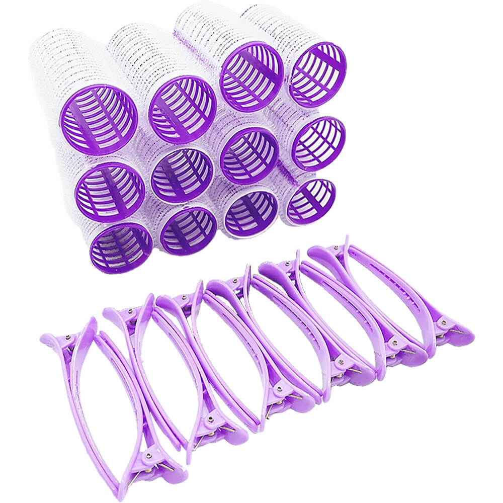 Nobrand - Kit Bobes de Cabelo com Velcro e Grampo Lilás (12 Peças)