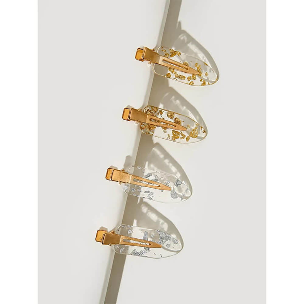 Nobrand - Kit Grampos de Cabelo Transparentes Dourado e Prateado (4 Peças) - Imagem 3