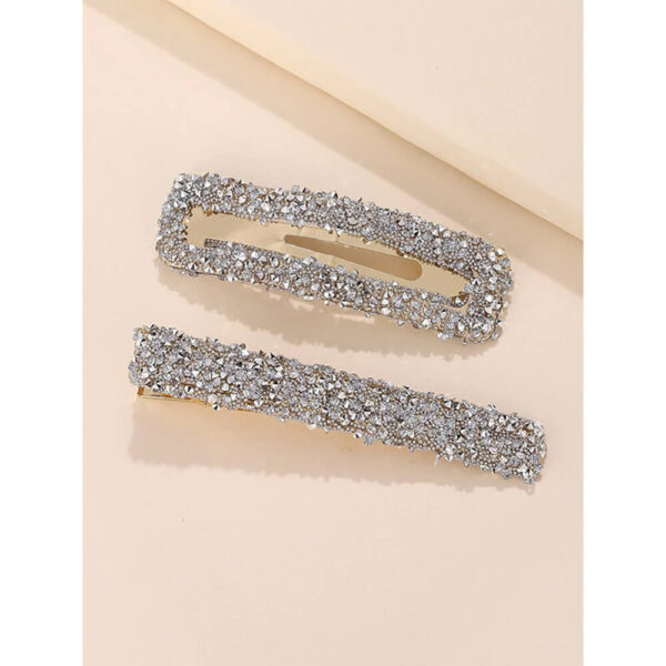 Nobrand - Kit Grampos de Cabelo Geométricos Strass Prateado (2 Peças) - Imagem 2