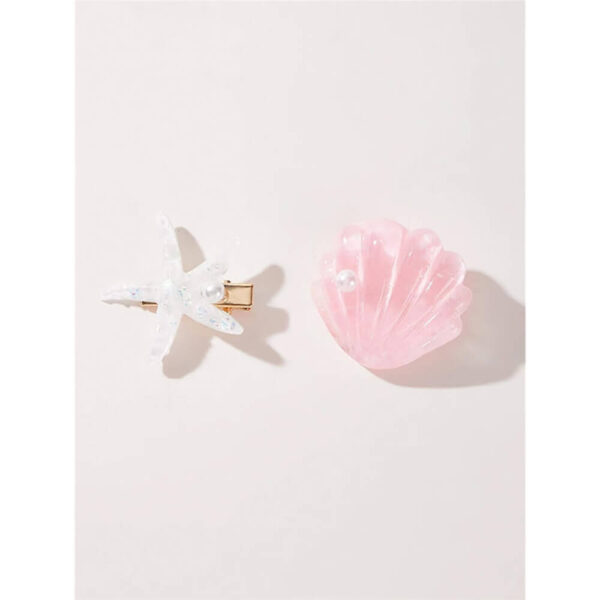 Nobrand - Kit Presilhas de Cabelo Concha e Estrela do Mar Rosa e Branco (2 Peças) - Imagem 3