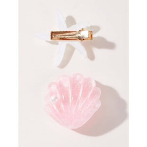 Nobrand - Kit Presilhas de Cabelo Concha e Estrela do Mar Rosa e Branco (2 Peças)