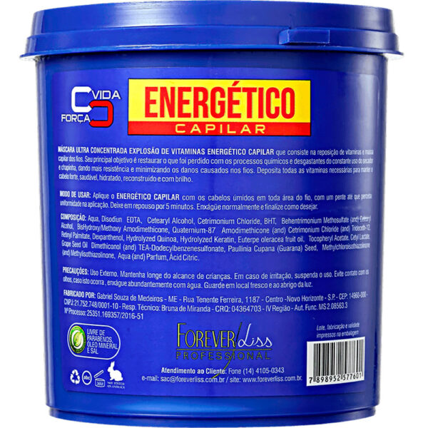 Forever Liss Energético Capilar - Máscara Explosão de Vitaminas 950g - Imagem 2