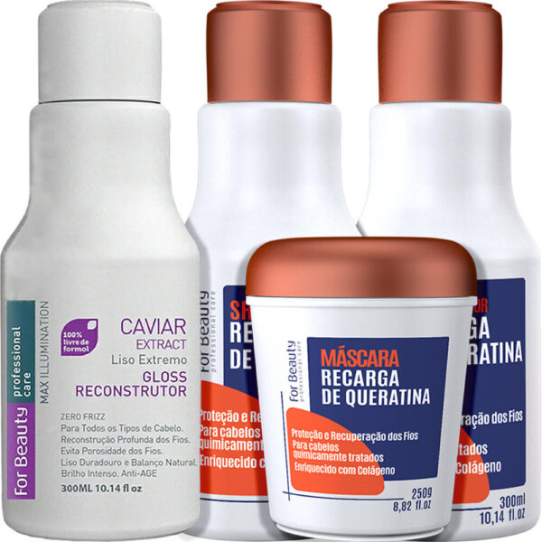 For Beauty - Kit Caviar Liso Extremo Proteção Home Care (4 Produtos)