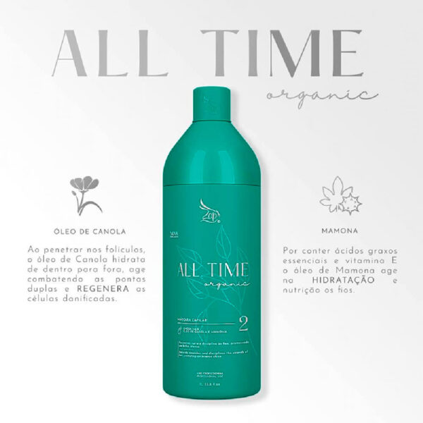 Zap All Time Organic - Kit Escova Progressiva Sem Formol 2x 500ml - Imagem 2