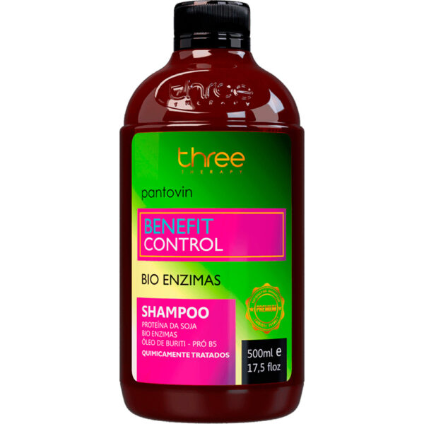 Three Therapy Pantovin Benefit Control - Shampoo Pós Química Bio Enzimas 500ml