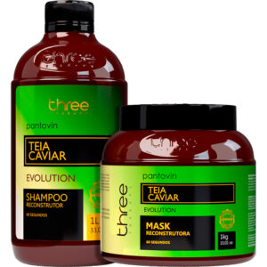 Three Therapy Pantovin Teia Caviar - Kit Reconstrutor 60 segundos Salão Duo (2 Produtos)