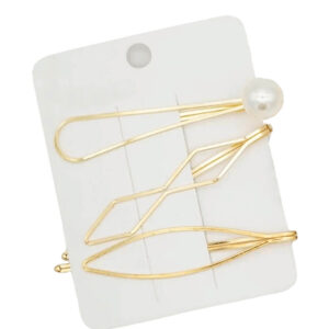 Nobrand - Kit Grampos de Cabelo Dourado com Pérola Artificial (3 Peças)