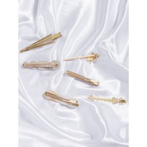 Nobrand - Kit Grampos de Cabelo Pérola Artificial Branco e Dourado (6 Peças)