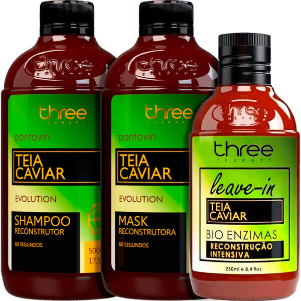 Three Therapy Pantovin Teia Caviar - Kit Reconstrutor 60 segundos Trio (3 Produtos)