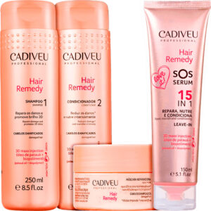 Cadiveu Hair Remedy - Kit de Tratamento Cabelos Danificados Completo (4 Produtos)