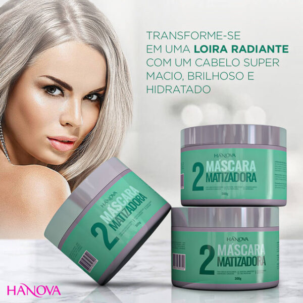 Hanova Matizador Green - Máscara Desamareladora Efeito Perolado 300g - Imagem 2