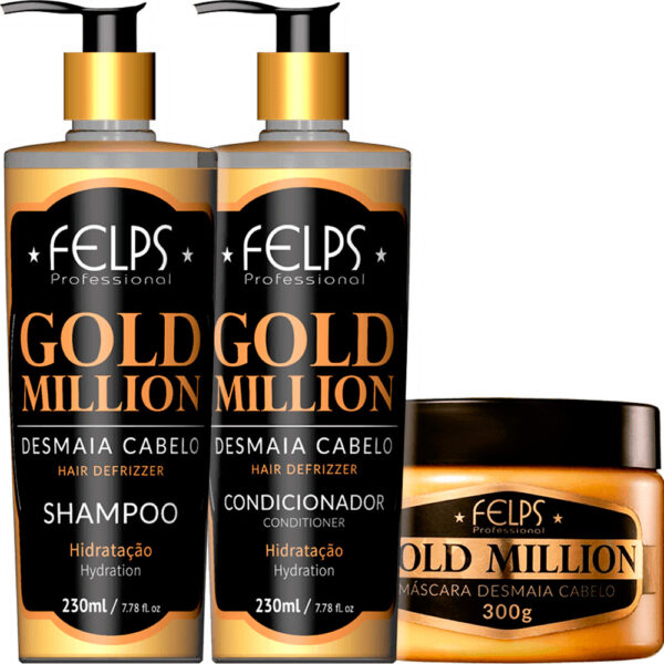 Felps Gold Million - Kit Desmaia Cabelo Trio (3 Produtos)