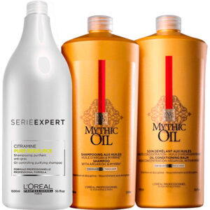 L'Oréal Professionnel Mythic Oil - Kit para Raíz Oleosa e Ponta Seca Salão (3 Produtos)