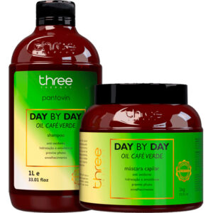 Three Therapy Pantovin Day by Day - Kit Óleo de Café Verde Hidratação Salão (2 Produtos)