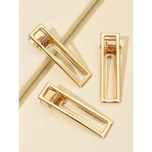Nobrand - Kit Grampos de Cabelo Geométricos Dourado (3 Peças)