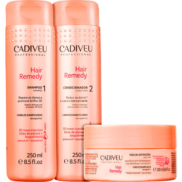 Cadiveu Hair Remedy - Kit de Tratamento Cabelos Danificados Trio (3 Produtos)