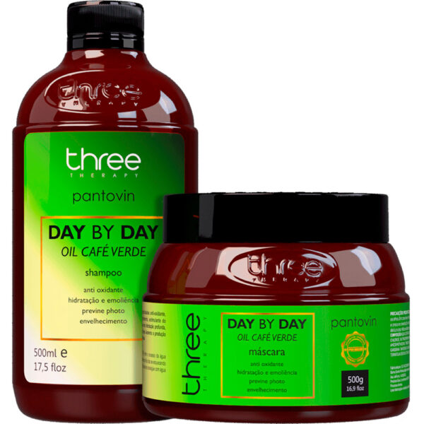 Three Therapy Pantovin Day by Day - Kit Óleo de Café Verde Hidratação (2 Produtos)