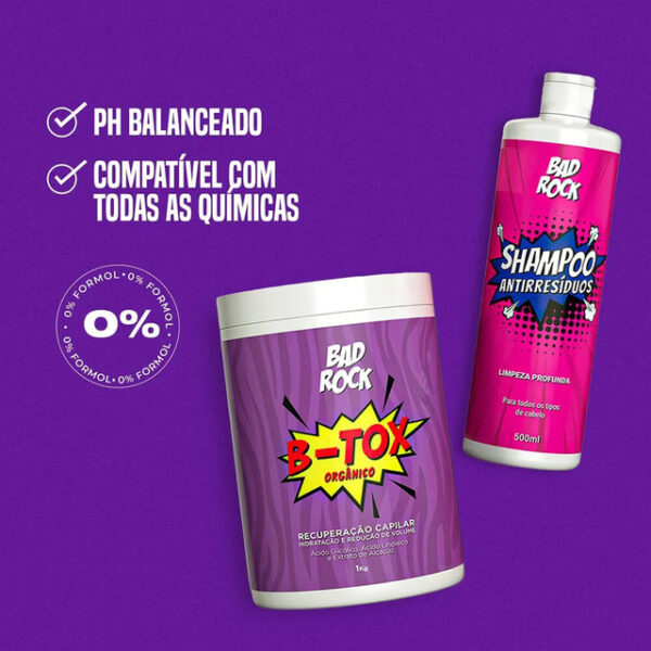 Bad Rock B-Tox - Kit Botox Orgânico Redutor Antifrizz Kilo (2 Produtos) - Imagem 4