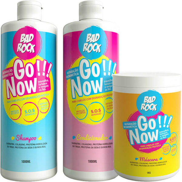 Bad Rock Go Now - Kit Cabelos Fragilizados Salão Trio (3 Produtos)