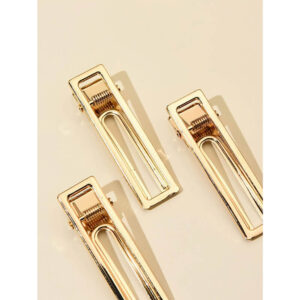 Nobrand - Kit Grampos de Cabelo Geométricos Dourado (3 Peças)