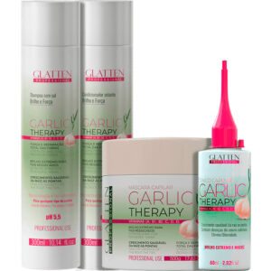 Glatten Garlic Therapy - Kit Óleo de Alho Força e Reparação Completo (4 Produtos)