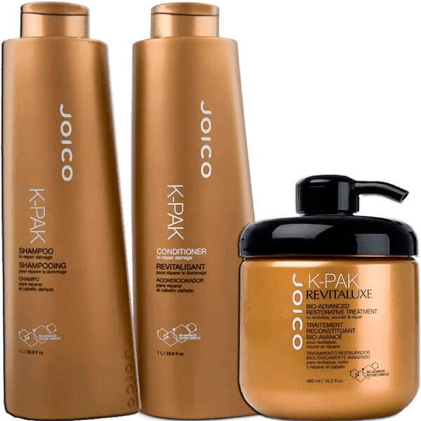 Joico K-PAK Repair Damage - Kit de Tratamento Revitaluxe Salão (3 Produtos)
