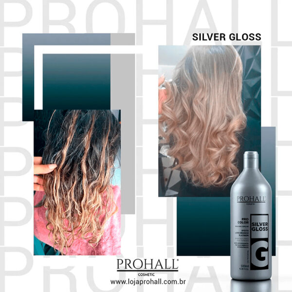 Prohall Pro Color - Máscara Silver Gloss Efeito Loiro Branco Platinum 500ml - Imagem 3