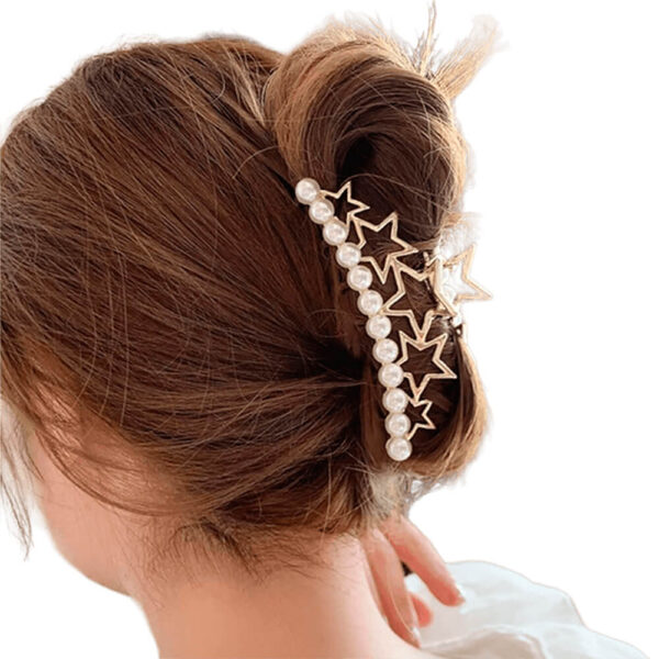 Nobrand - Presilha Piranha de Cabelo Pérola Artificial e Estrela Dourada