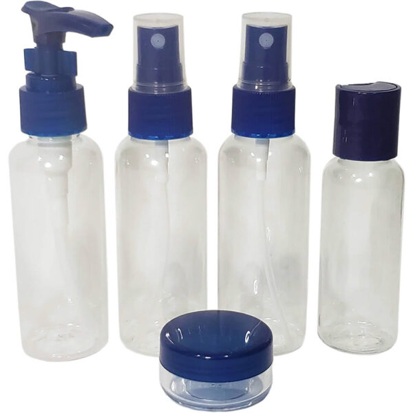 Nobrand - Kit Viagem Frascos Diversos Cristal com Azul (5 Peças)