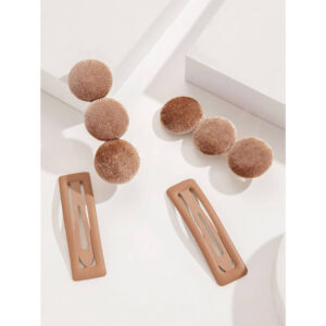 Nobrand - Kit Grampos de Cabelo Geométricos Nude (4 Peças)