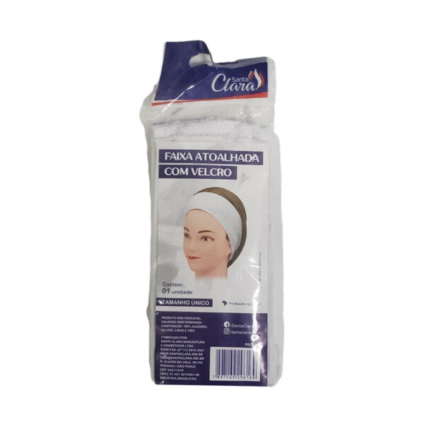 Santa Clara - Faixa para Cabelo Atoalhada com Velcro Branca - Imagem 3