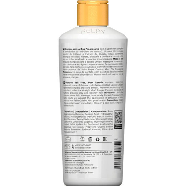 Felps XBTX Quiabo - Shampoo Pós Progressiva 250ml - Imagem 2