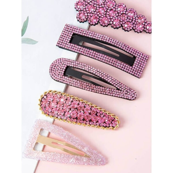 Nobrand - Kit Grampos de Cabelo Strass Rosa (5 Peças) - Imagem 3