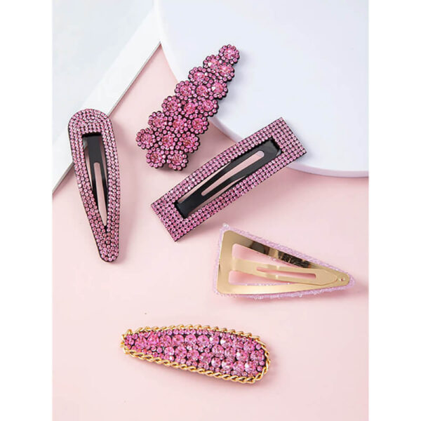 Nobrand - Kit Grampos de Cabelo Strass Rosa (5 Peças) - Imagem 2