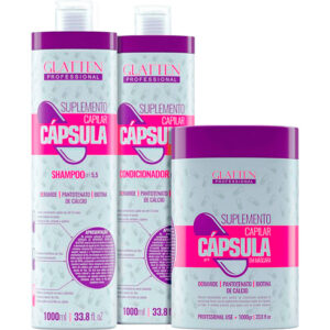 Glatten Cápsula Suplemento Capilar - Kit Crescimento e Antiqueda Trio (3 Produtos)