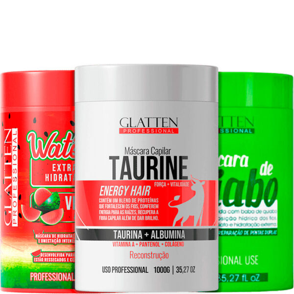 Glatten - Kit Cronograma Capilar Vitaenergy Salão (3 Produtos)