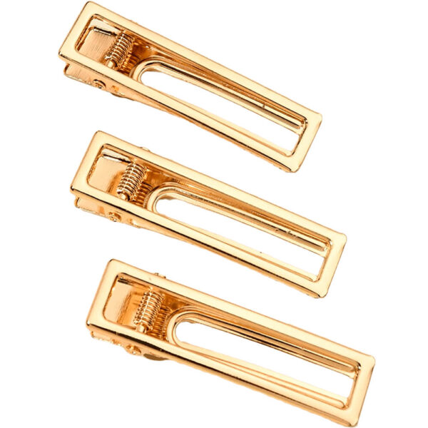 Nobrand - Kit Grampos de Cabelo Geométricos Dourado (3 Peças)