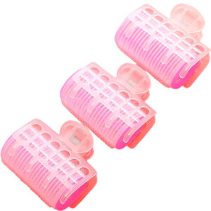 Nobrand - Kit Bobes de Cabelo com Velcro e Presilha Rosa (3 Peças)