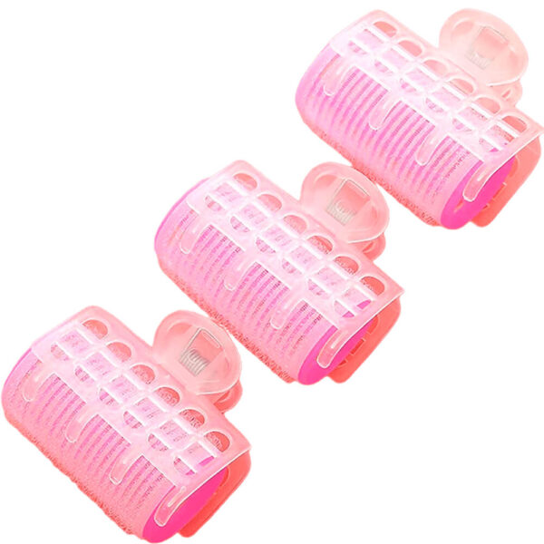 Nobrand - Kit Bobes de Cabelo com Velcro e Presilha Rosa (3 Peças)