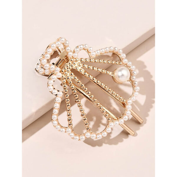 Nobrand - Grampo de Cabelo Concha e Pérolas Artificiais Dourado - Imagem 2