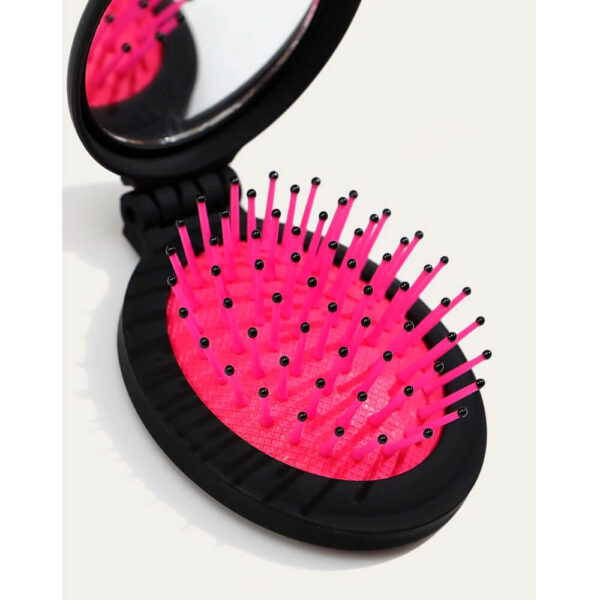Nobrand - Escova de Cabelo Compacta com Espelho Preta com Pink - Imagem 4