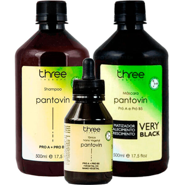 Three Therapy Pantovin - Kit de Crescimento Very Black Tônico (3 Produtos)