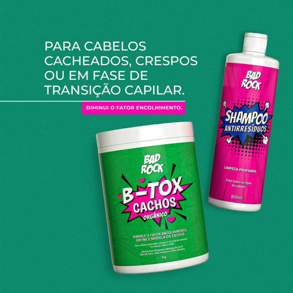 Bad Rock B-Tox Cachos - Kit Botox Orgânico Antiencolhimento Kilo (2 Produtos) - Imagem 5