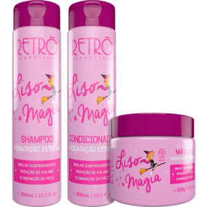 Retrô Liso Magia - Kit Desmaia Cabelo Hidratação Extrema Trio (3 Produtos)