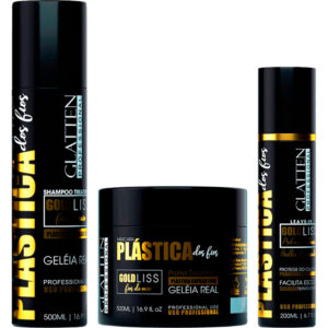 Glatten Plástica dos Fios - Kit 100% Liso Química Leve Trio (3 Produtos)