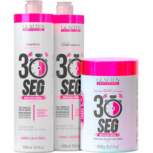 Glatten 30 Segundos - Kit Hidratação Rápida Trio (3 Produtos)